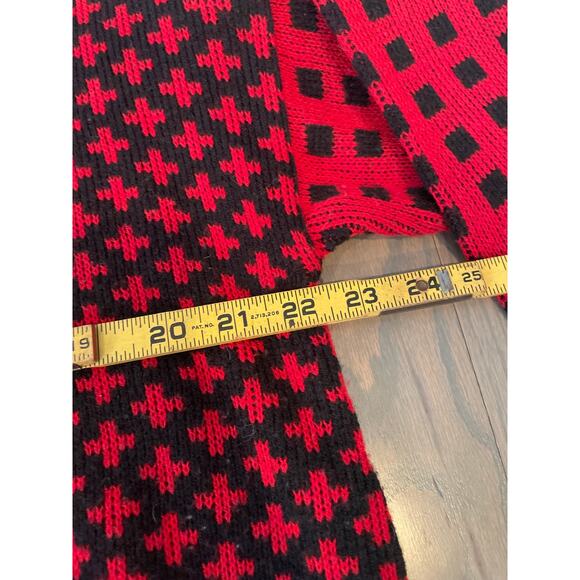 1990s Black-Red Sweater, Mervyn's, Size L, Acrylic, Jumper, ~ 220713-MEL 6 - Picture 8 of 9